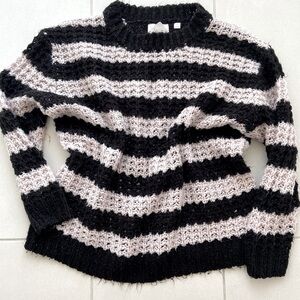 Cheap Monday Oversized Stripe Knit Sweater – Black & Taupe | XXS (Loose Fit)